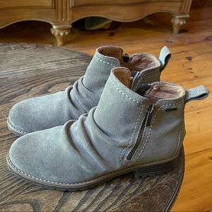 Clarks Gray Taupe Zip Ankle Boots